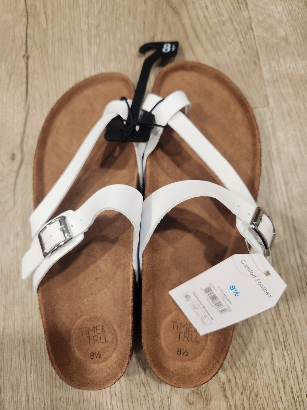 Time and Tru White Women's Buckle Sandals - 8½